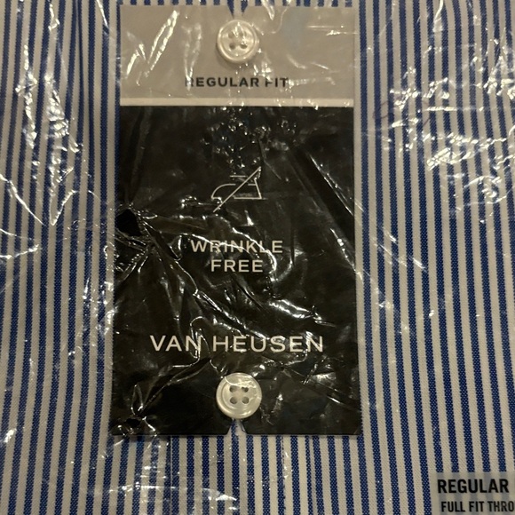 NWT Van Heusen Men's Navy and White Striped Dress Shirt - Picture 4 of 6
